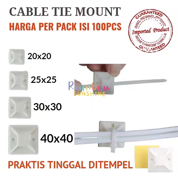 TIE MOUNT 40x40 CABLE TIE MOUNTS PENGIKAT PENGAIT KABEL TIES