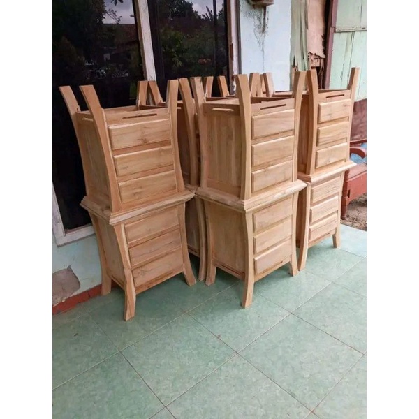 nakas kayu jati mentah