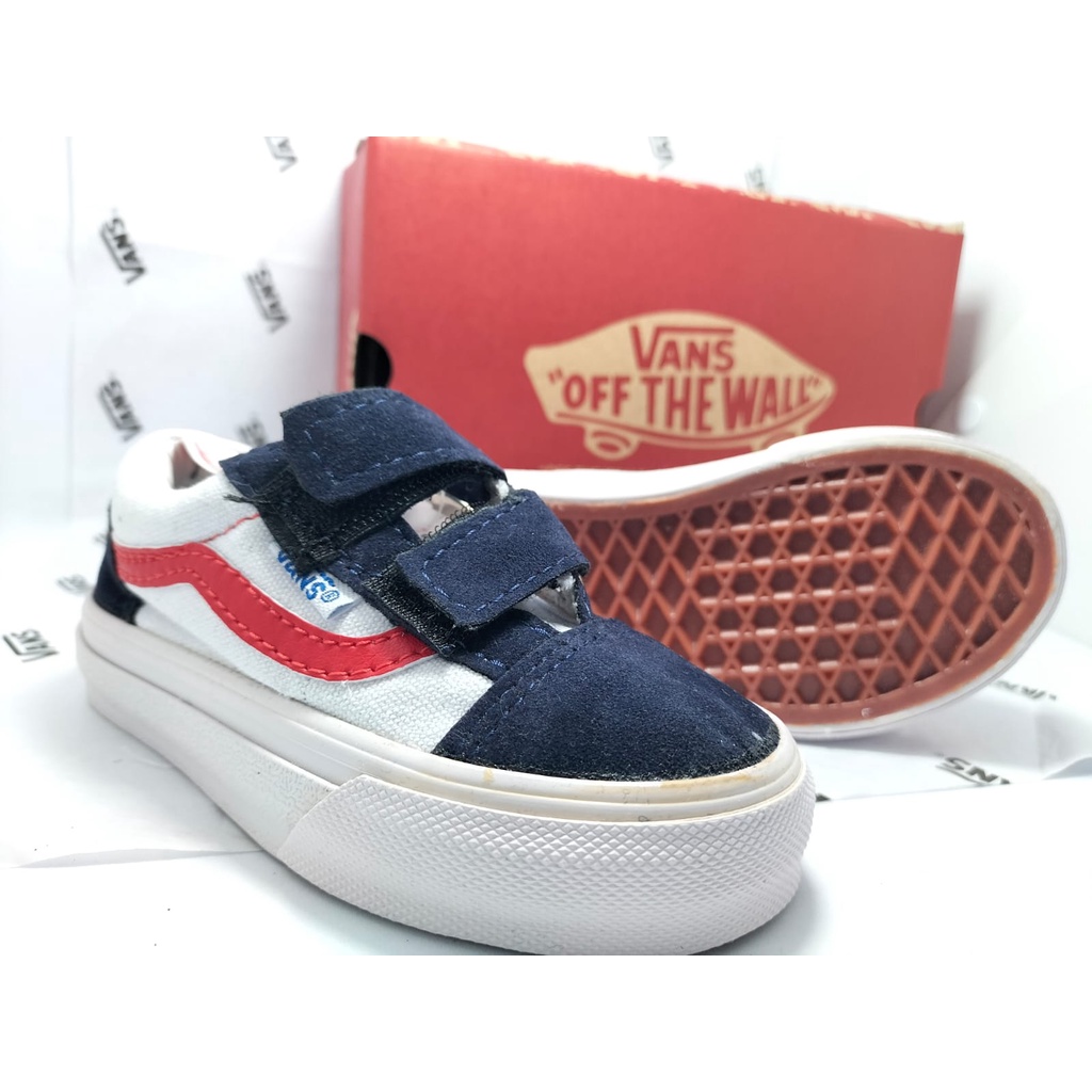 READY GOJEK GRAB SEPATU VANS MERAH NAVY PUTIH  ANAK SELOLAH ANAK PLAY GROUP PG TK SD KELAS 1 2 3 4 5 PEREMPUAN LAKI LAKI CEWEK COWOK MURAH BERKUALITAS TERLARIS