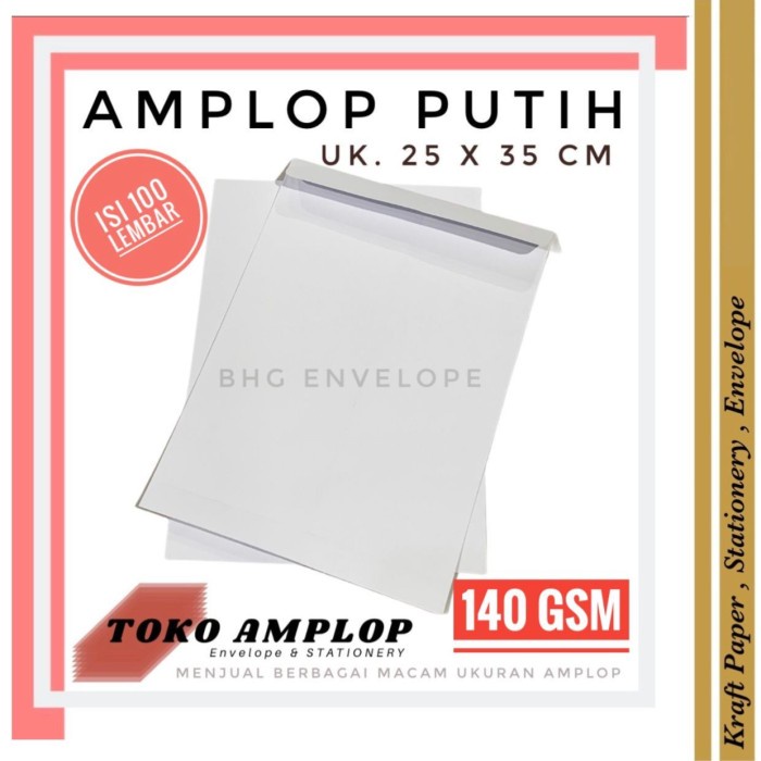 

Letter Amplop Putih Folio (25X35Cm) Tebal 140Gsm Isi 100Lbr