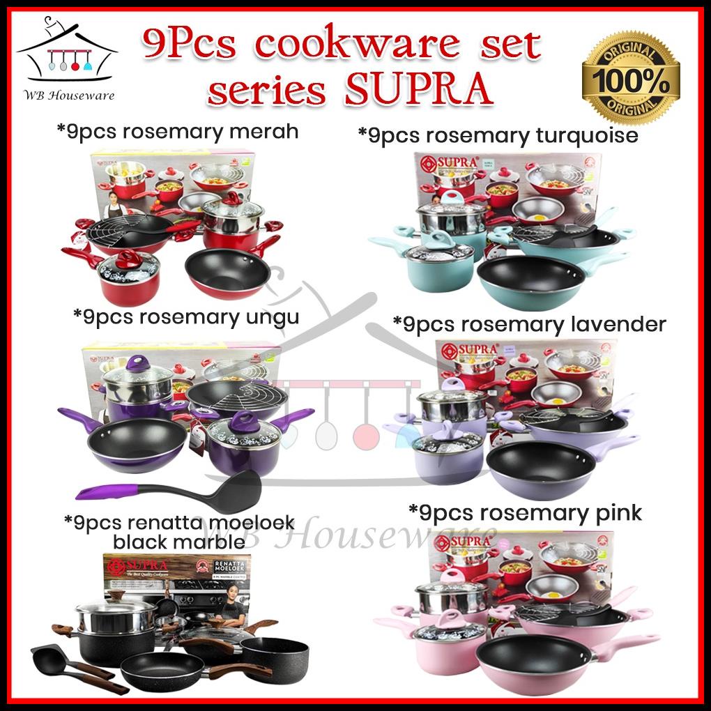 Panci Set / Panci Set 9Pcs Supra / Cookware Set 9 Piece Supra Rosemary / 100% Original - Merah