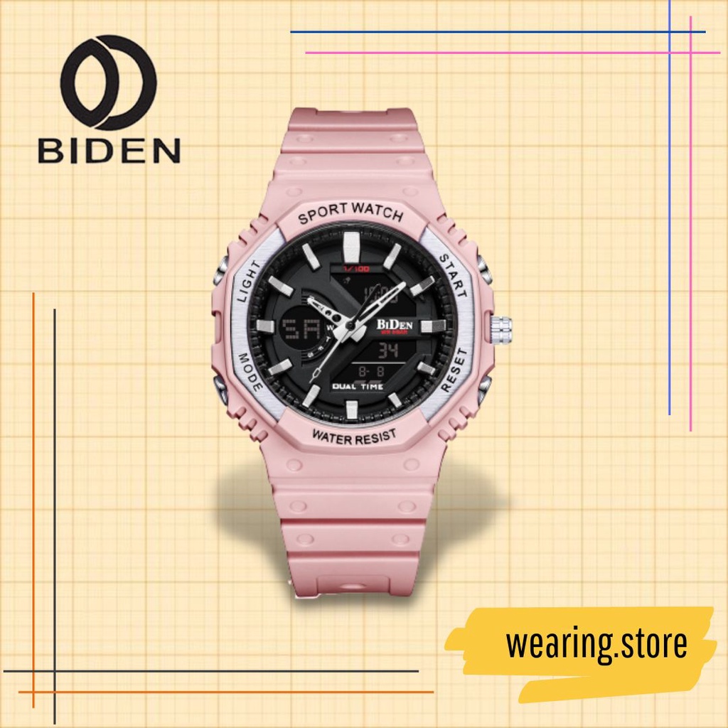 Original BISA COD Jam Tangan BIDEN Jam Tangan Wanita Olahraga Digital Analog Original Anti Air