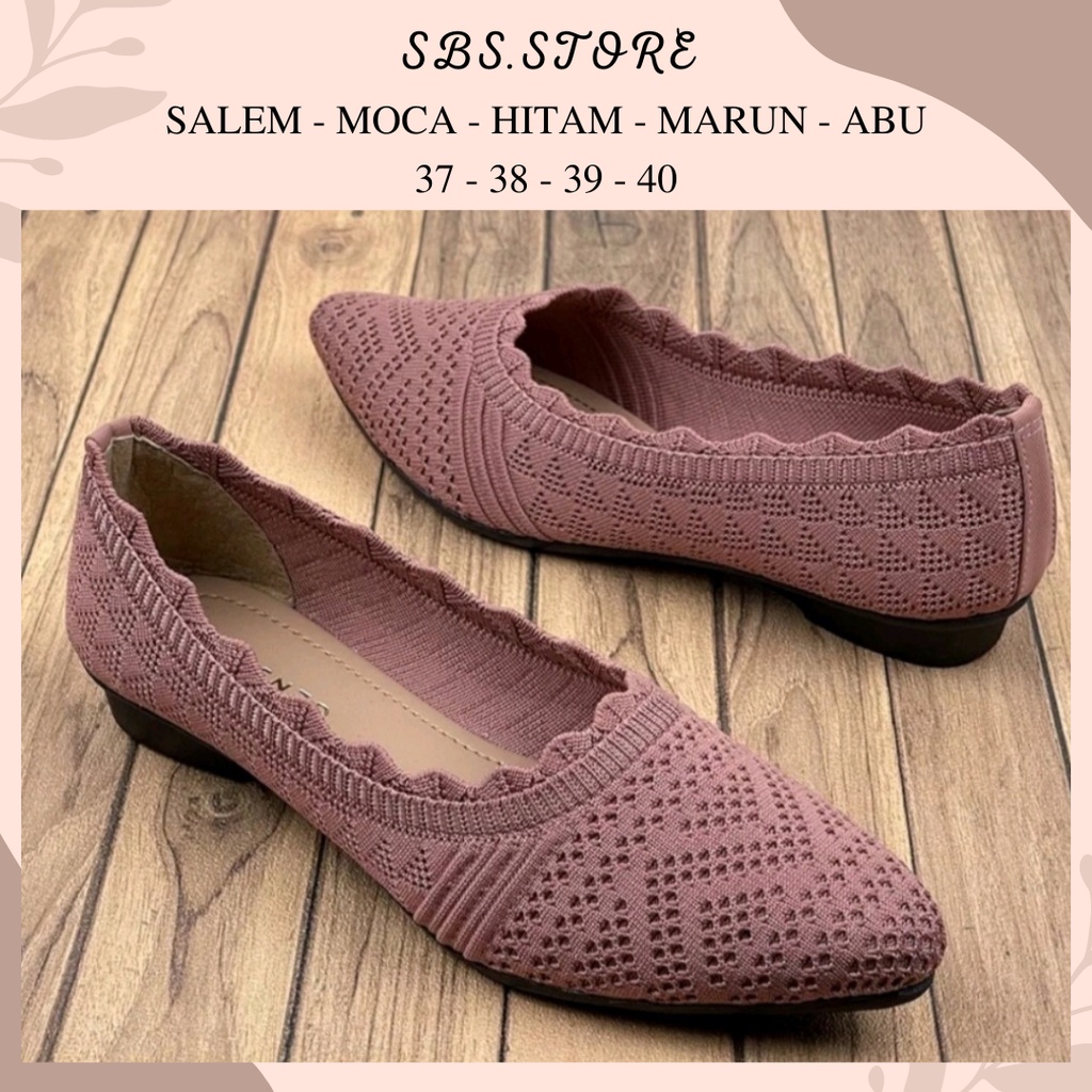 Sepatu Flat Wanita Rajut Import/Sandal Balet Pesta Terbaru