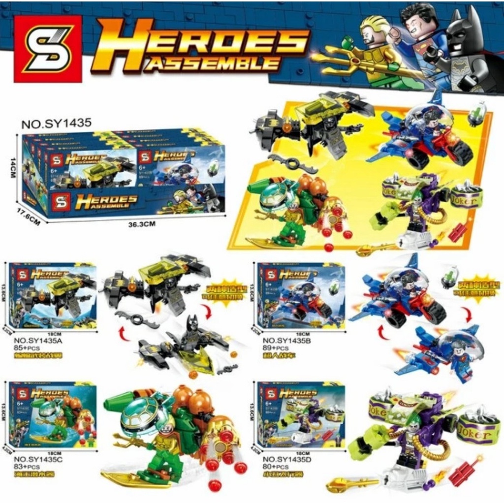 Brick Superhero Batman Superman Aqua Man Joker - SY Heroes Assemble Mainan Balok Edukasi