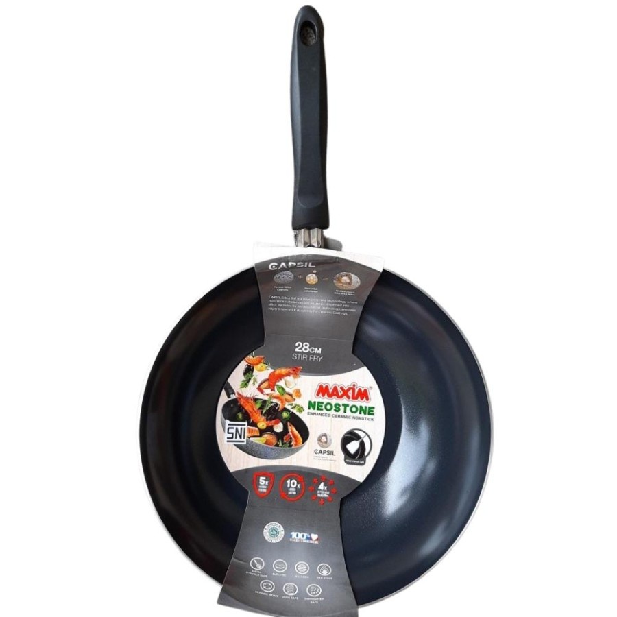 Maxim Neostone Stirfry Teflon 28 cm Anti Lengket Lapisan Ceramic