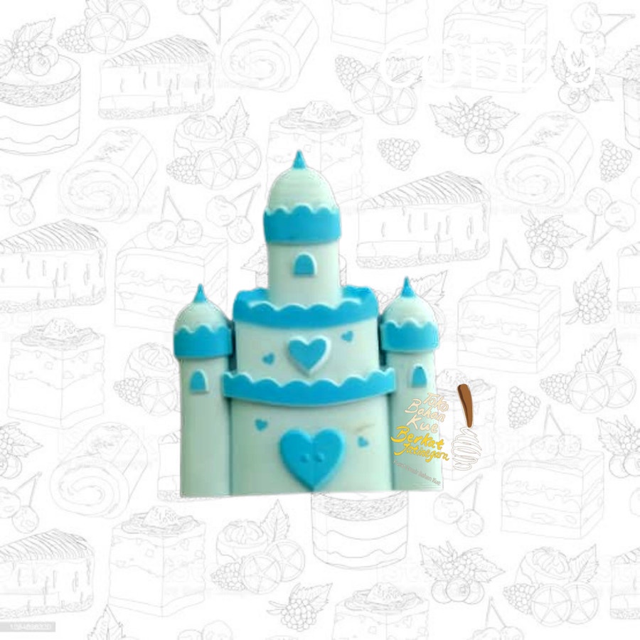 TOPPER ISTANA HATI BIRU Li6G / HIASAN KUE TART