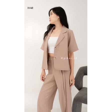 Set wanita celana panjang hitam / setelan blazer korea kekinian / 3140