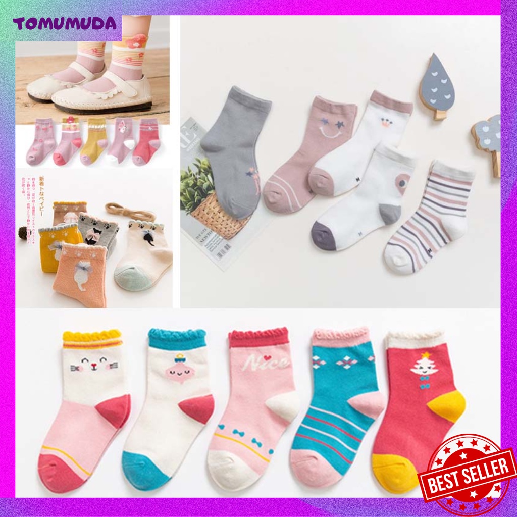 TOKOMUDA [5 SET] Kaos Kaki Anak Umur 0 1 2 3 4 5 6 7 8 9 10 11 12 Tahun