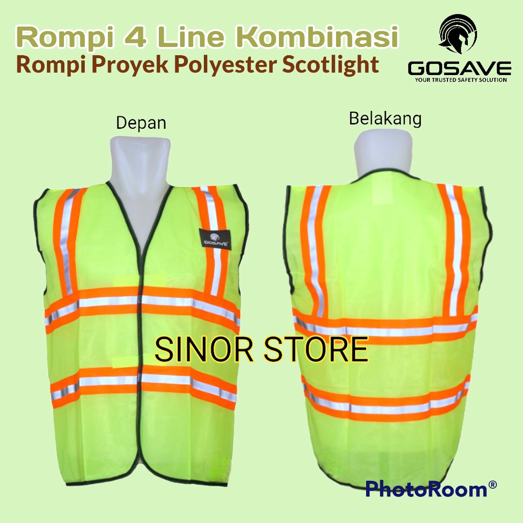 Rompi Kombinasi Polyester ORANGE HIJAU Double Scotlite Polyester Safety Vest Polister