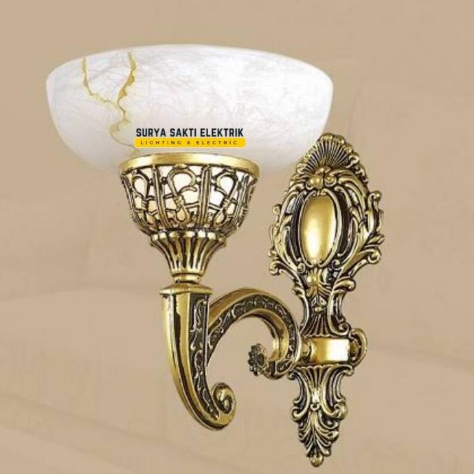 LAMPU DINDING KLASIK MINIMALIS GOLD MEWAH KACA BESAR
