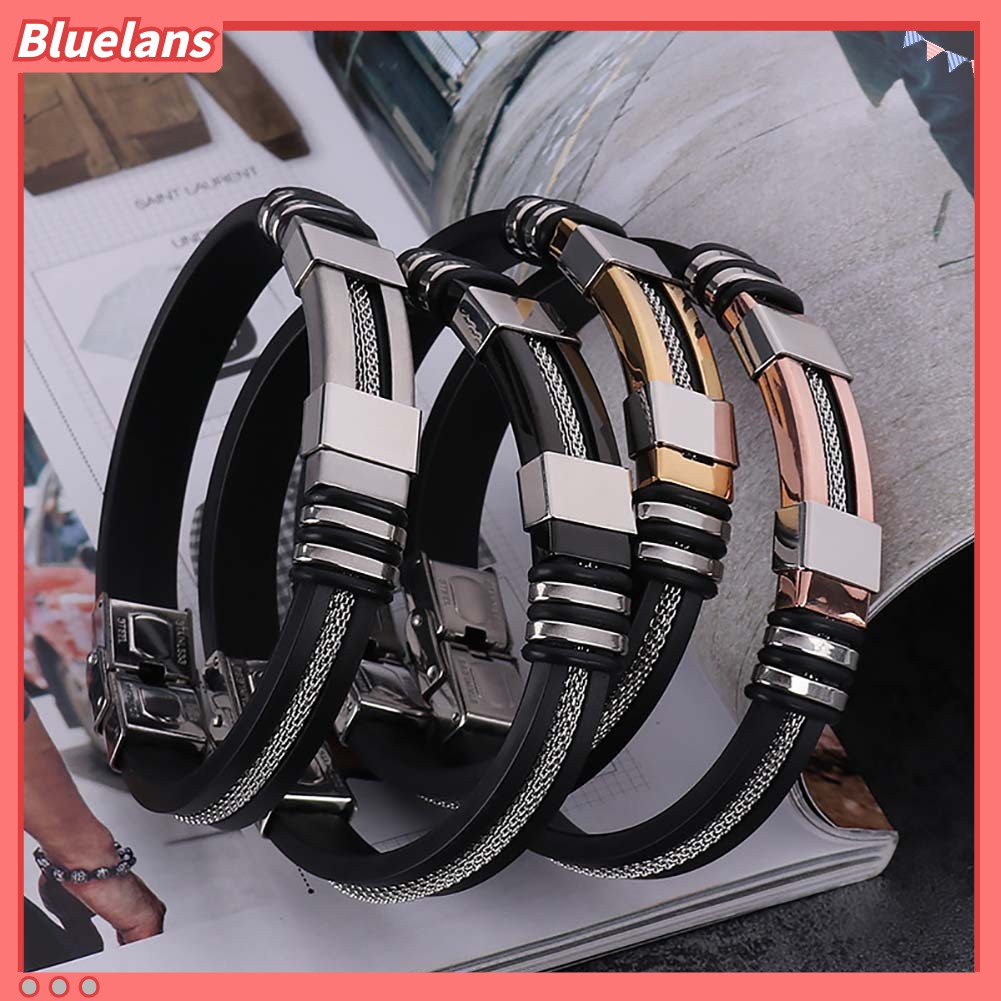 Bluelans Unique Men Titanium Steel Hand Chain Handmade Bracelet Bangle Club Jewelry Gift