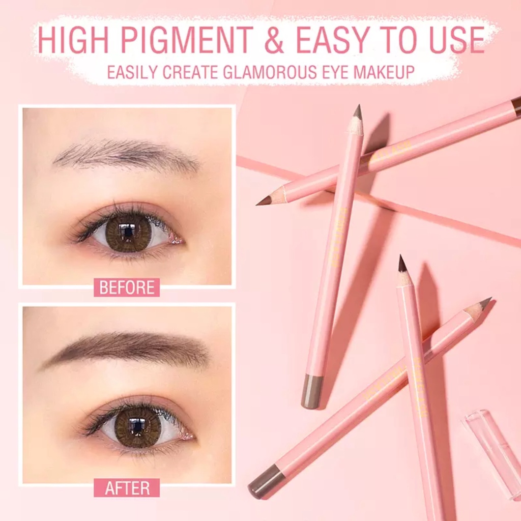 PINKFLASH Ohmyemoji Pensil Alis Easy Eyebrow Pencil Waterproof Tahan Lama Natural 4 Warna Pink Flash