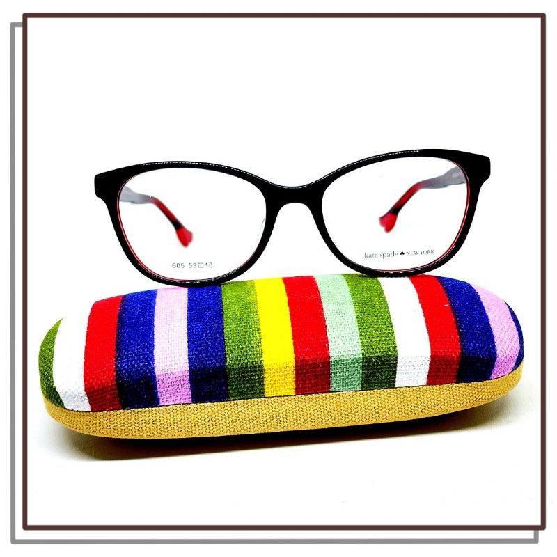 FRAME KACAMATA PLASTIK KATE SPADE 605 Model Mata Kucing CAT EYE Keren Elegan Kualitas Bagus Ringan A