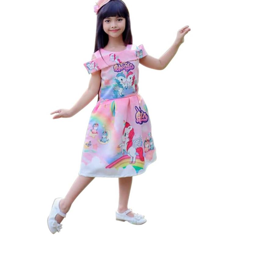 Star Seller, Dress Pesta Anak Karakter BTS Dress anak Pesta Ulang Tahun motif BTS BT21 / baju pesta 