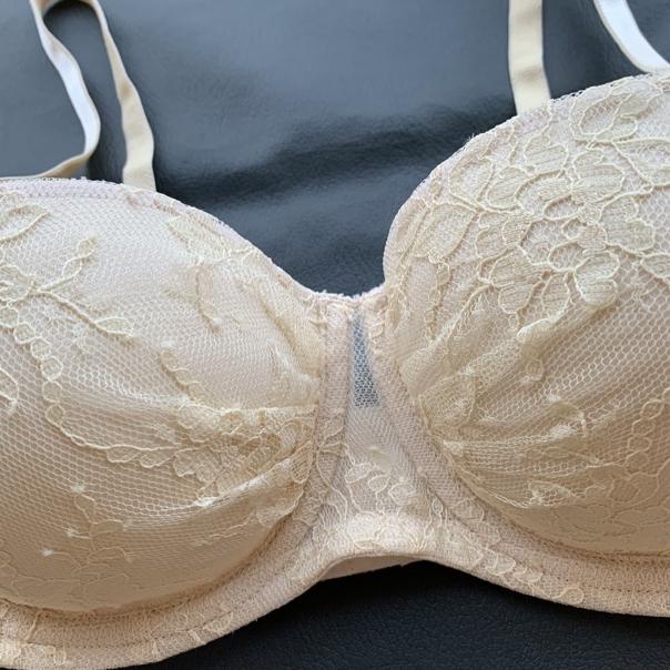 H&M CREME Lacey Light Powder Balconette Strapless Lace Bra Multiway Bh Beha Kutang Kemben Tanpa Stra