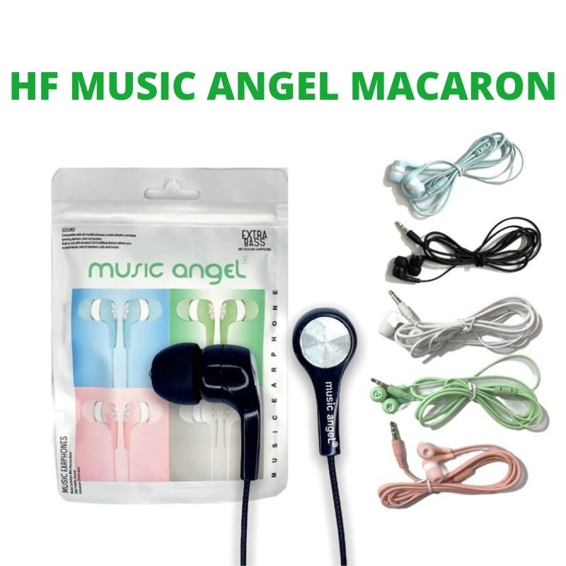 Headset Music Angel Macaron Earphone Hifi Sound Stereo Extra Bass