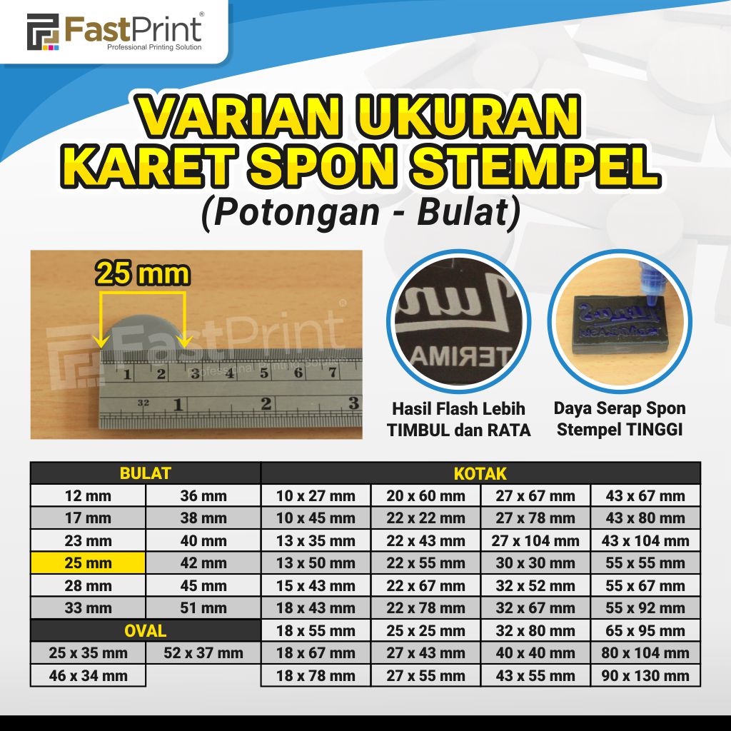 Karet Busa Spon Bahan Stempel Potongan Model Bulat 25MM