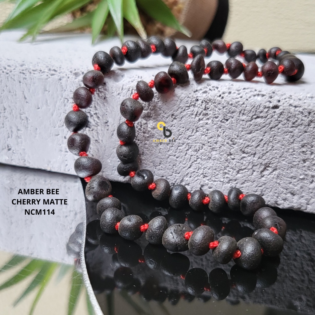 Set Kalung Gelang Amber Anak Premium Matte Dark Cherry SNBMDC114115 by Amber Bee