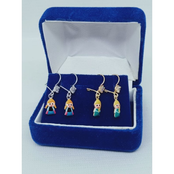 anting kait anak mata putih 1 karakter cat warna S925 / anting anak perak asli lapis mas