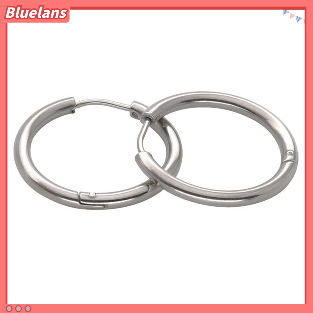 Bluelans 1 Pair Stainless Steel Fashion Punk Unisex Ear Hoop Circle Earrings Jewelry Gift