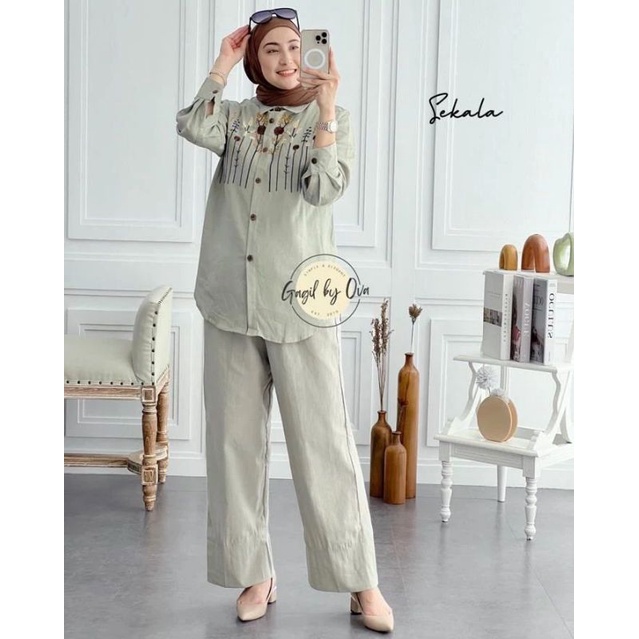 SEKALA SET CRINKLE AIRFLOW MIX BORDIR/SETELAN MUSLIM WANITA MODERN FIT L XL/SETELAN WANITA APLIKASI BORDIR TERLARIS 2023/FAR MOLEMSTORE