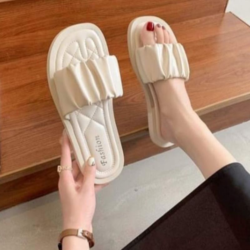 Sandal Slop Wanita Korea | Sandal Santai Untuk Di Dalam Rumah