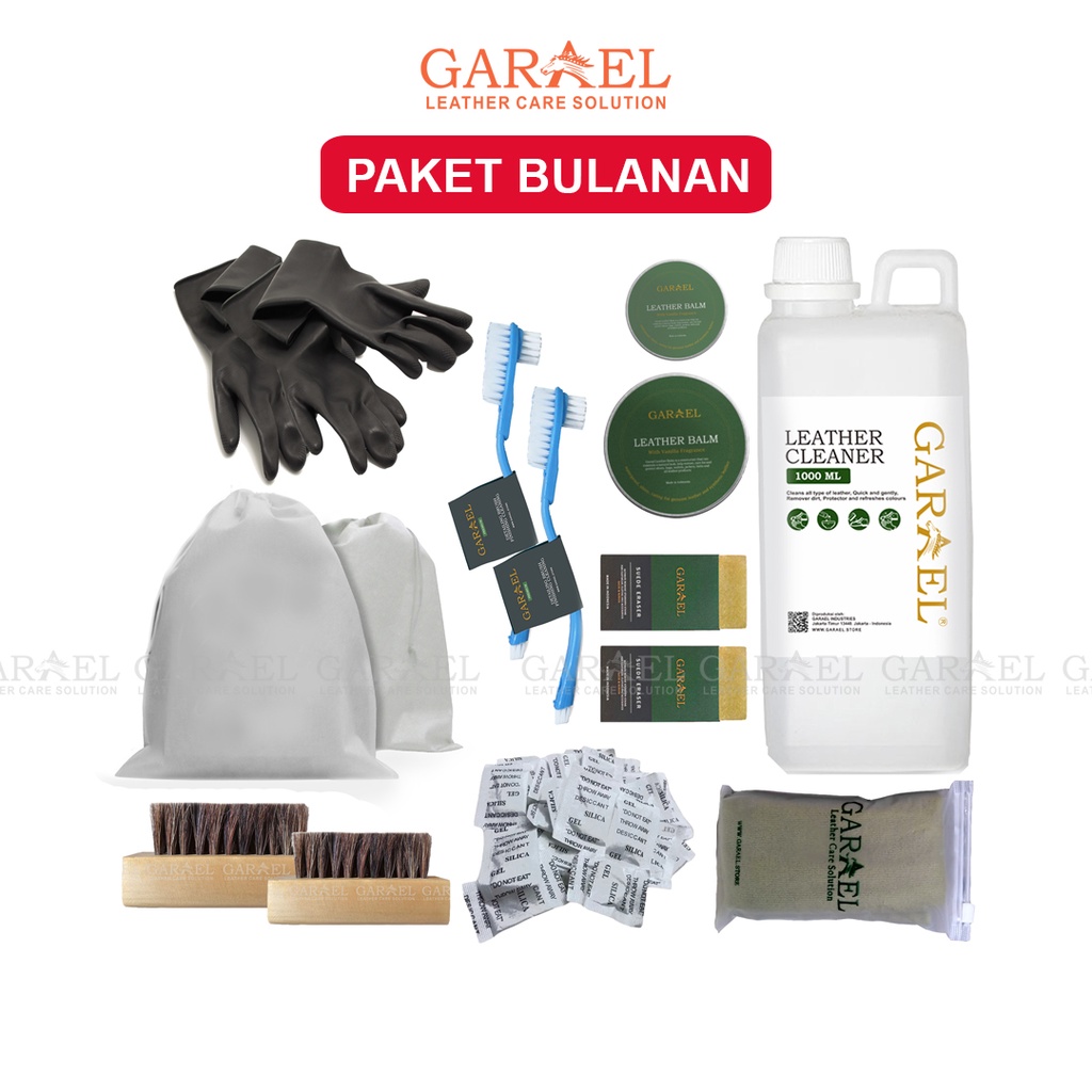 PAKET USAHA CUCI SEPATU KULIT BULANAN PEMBERSIH JAMUR TAS DAN SEPATU LEATHER. SUPER DOUBLE. GARAEL LEATHER CARE