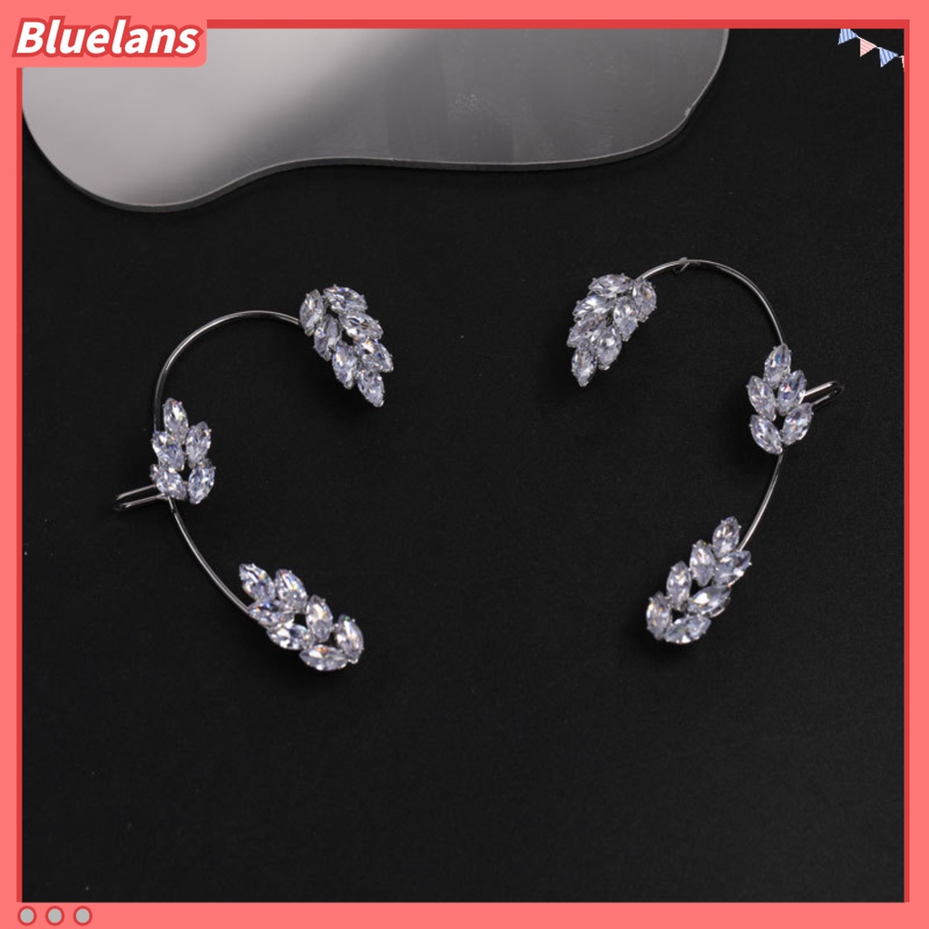 1pc Anting Klip Tanpa Tindik Desain Daun Berkilau Untuk Wanita