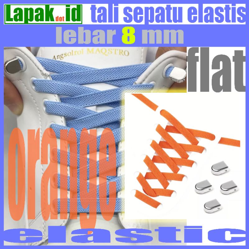 tali sepatu elastis flat lebar dengan metal lock