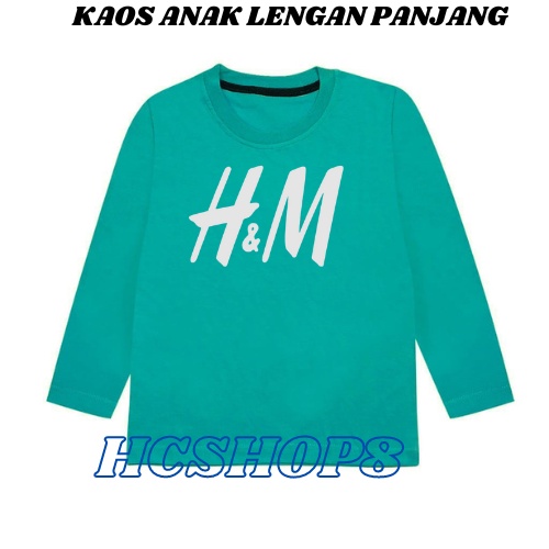 Kaos Anak Laki Laki Perempuan Lengan Panjang H Tengah Usia 2-16 Tahun Unisex Cowok Cewek