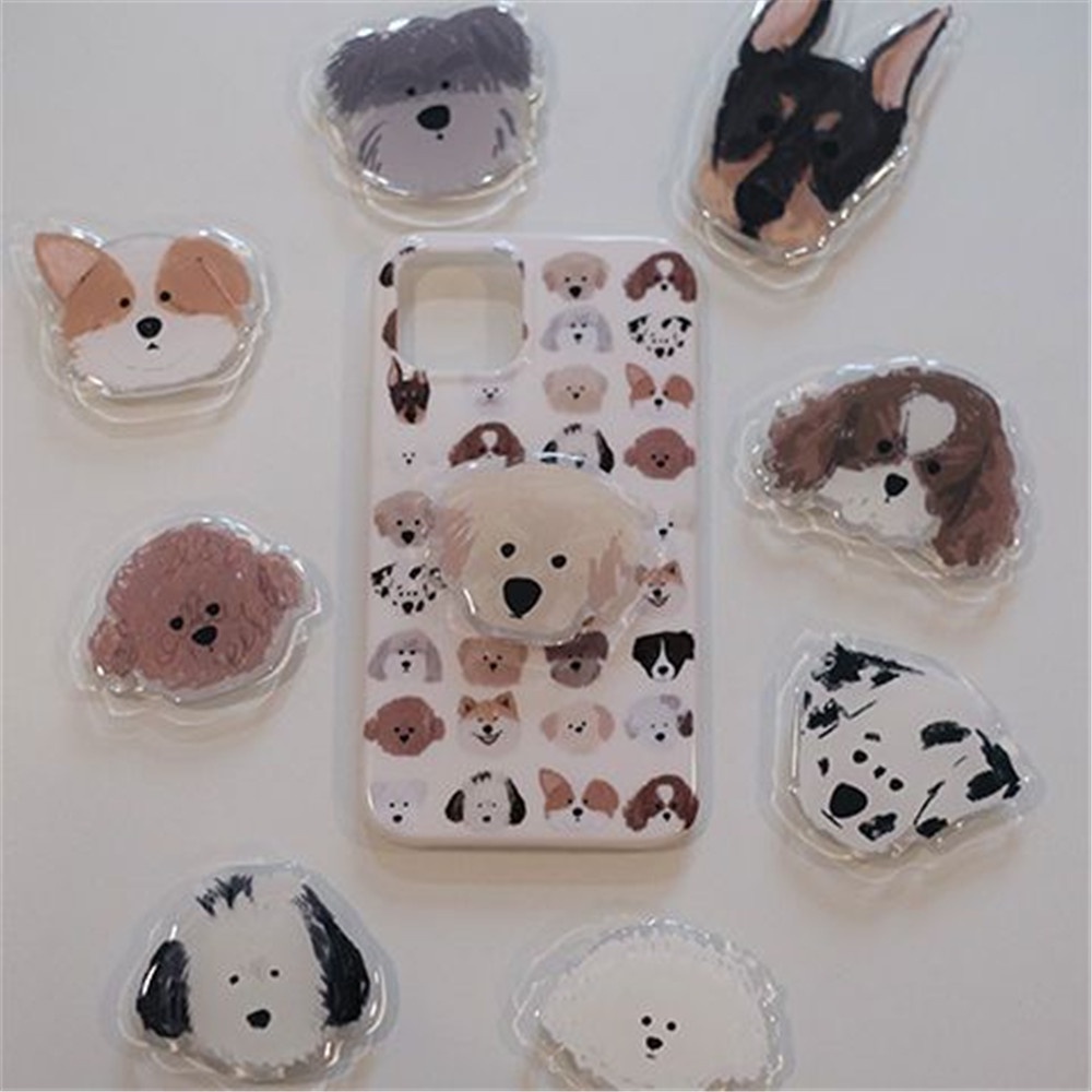 Popsocket Smartphone Motif Kartun Anjing Lucu Bahan Akrilik 9 Pola