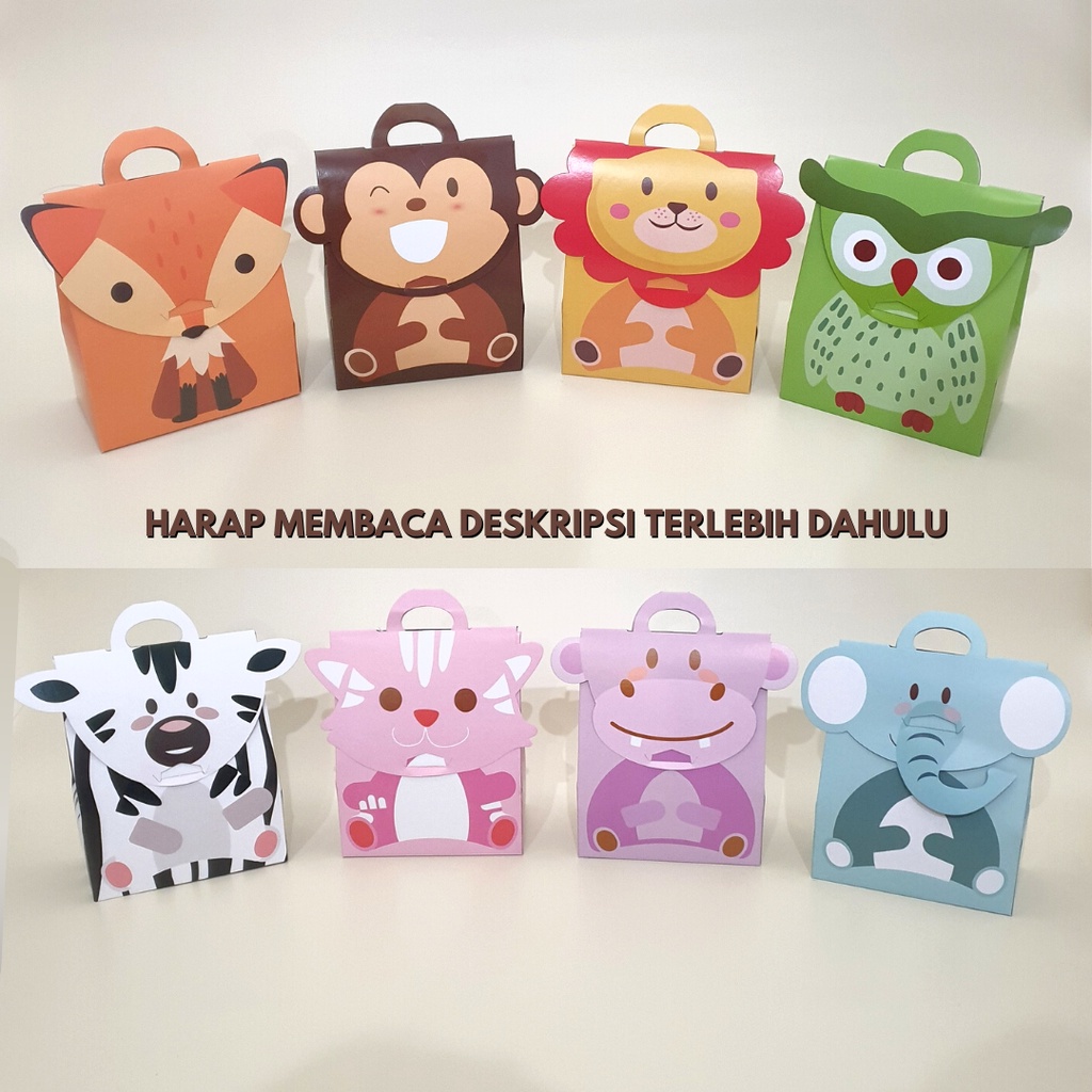 Jual Goodie bag ultah ANIMAL box hampers tas snack ulang tahun