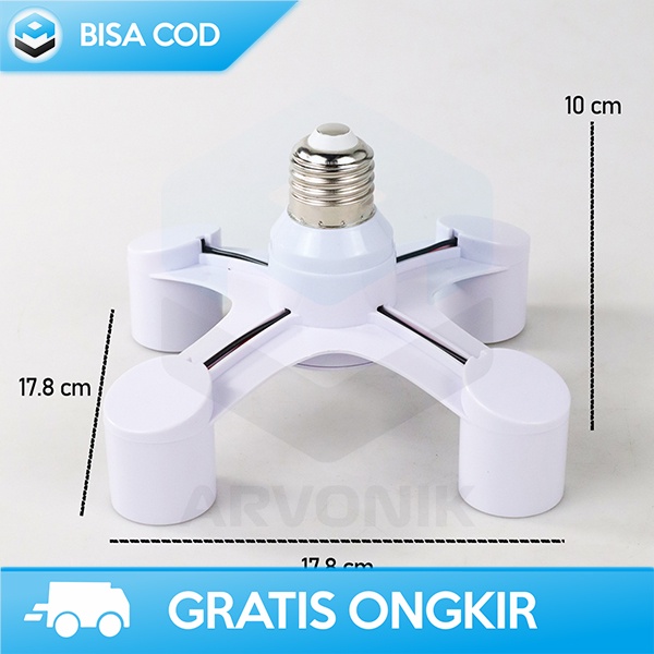 SPLITTER FITTING LAMPU BOHLAM LED LIGHT FITTING CABANG 4 1 SOCKET E27