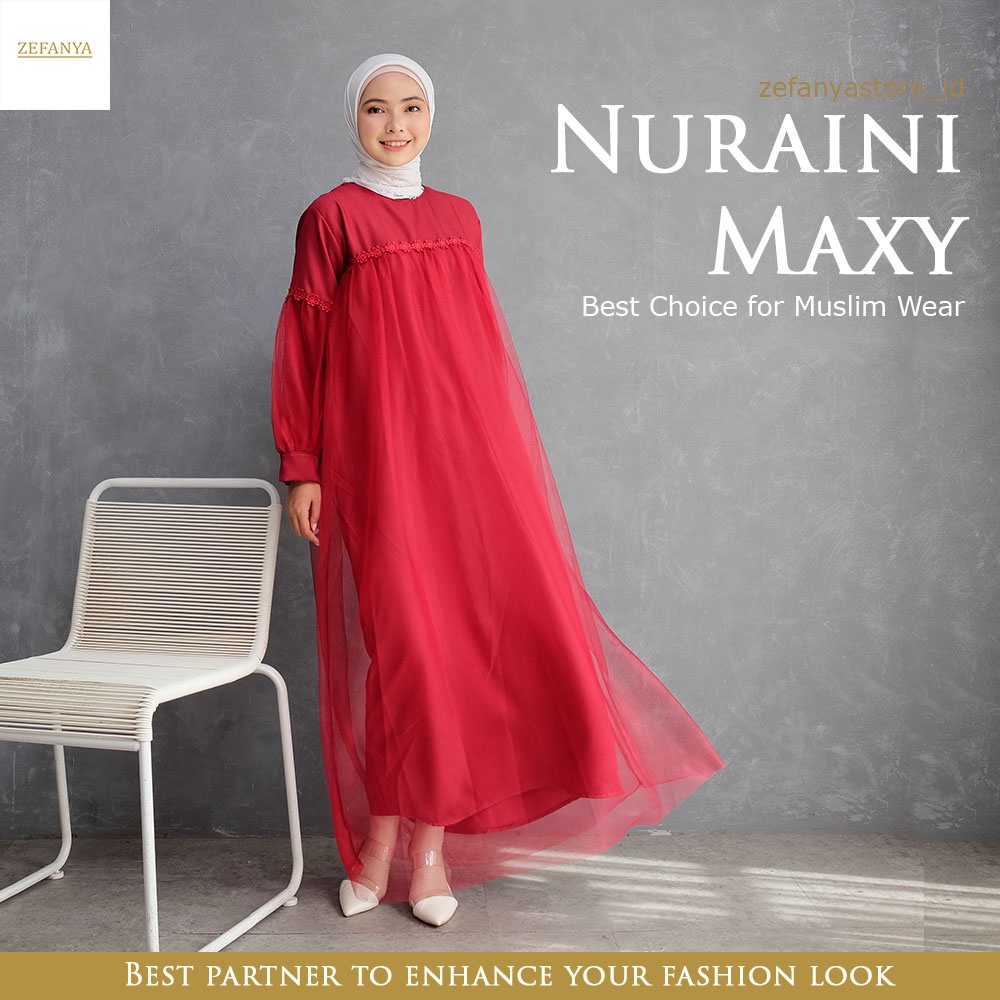 Baju Gamis Wanita Terbaru Polos Dress Muslim Perempuan Kondangan Busui Kekinian Modern Gamis Pesta Mewah Elegan Nuraini