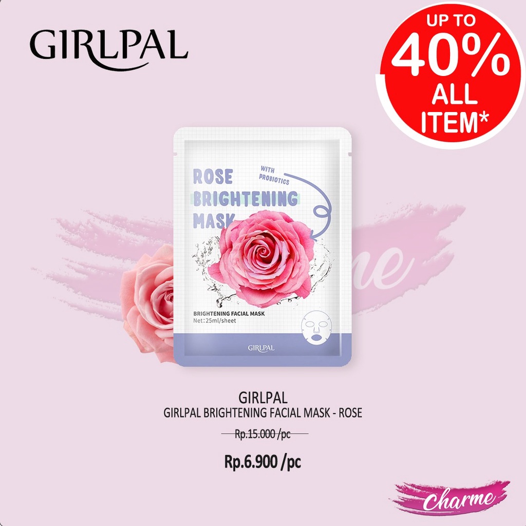 (READY) GIRLPAL Brightening Moisturizer Facial Mask Rose Tea Tree Peach Vit C Hyaluronic Retinol