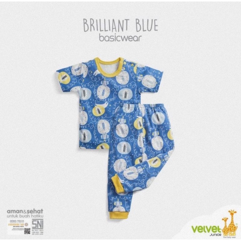 Velvet Junior Setelan Lengan Pendek Celana Panjang Brilliant Blue - Baju Anak