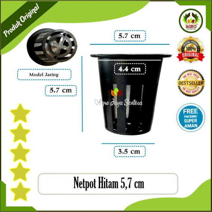 Netpot 5,7 cm Rongga Bawah Kecil, Wadah Tanam Hidroponik dan Aquaponik
