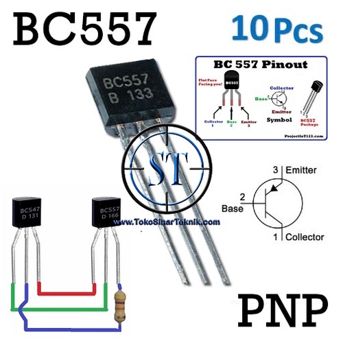 x10 Transistor BC557 BC 557 Amplifier NPN TO-92 isi 10 BUAH