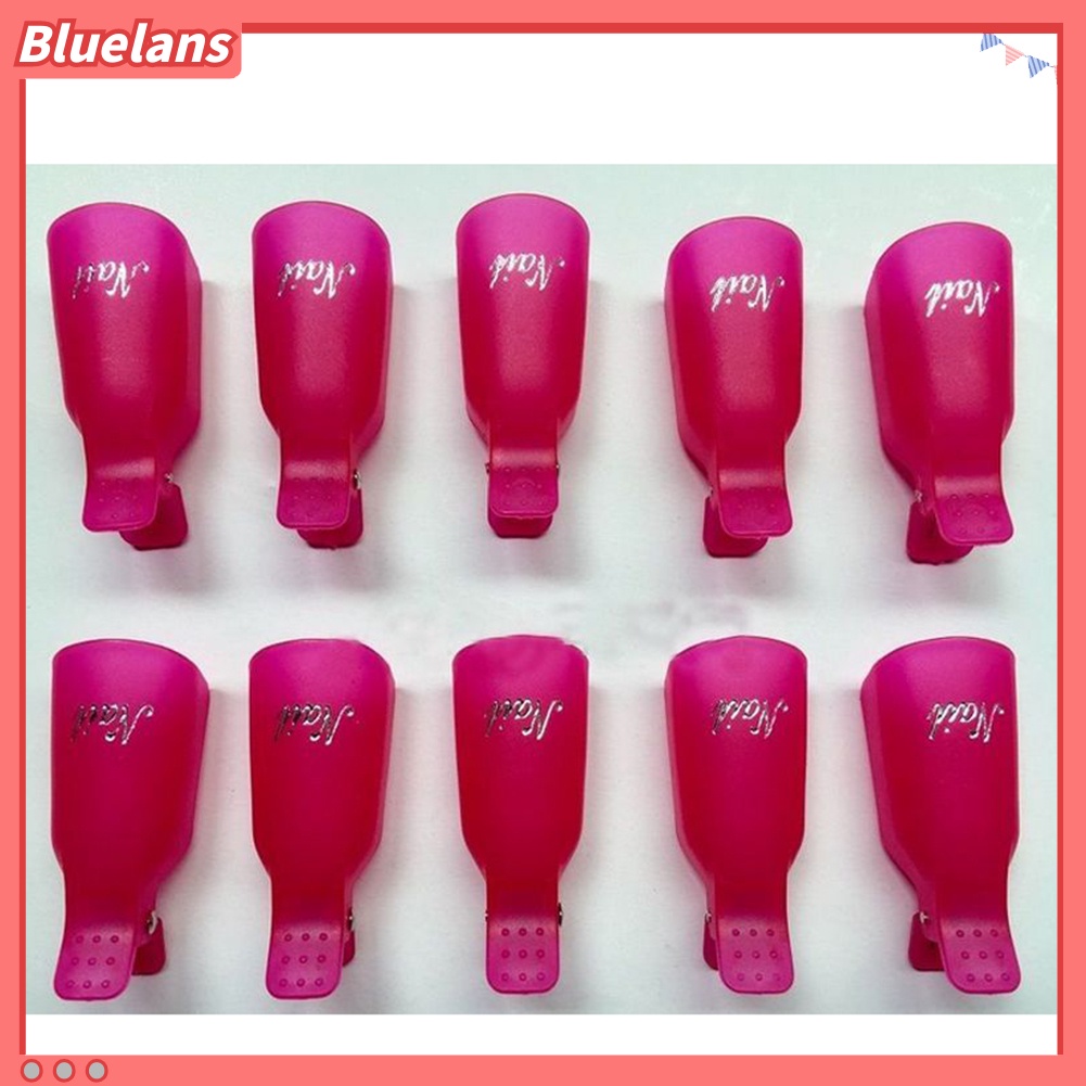 Bluelans 10Pcs Klip Cap Soak Off Penghilang Kutek UV Gel Bahan Plastik Untuk Manicure