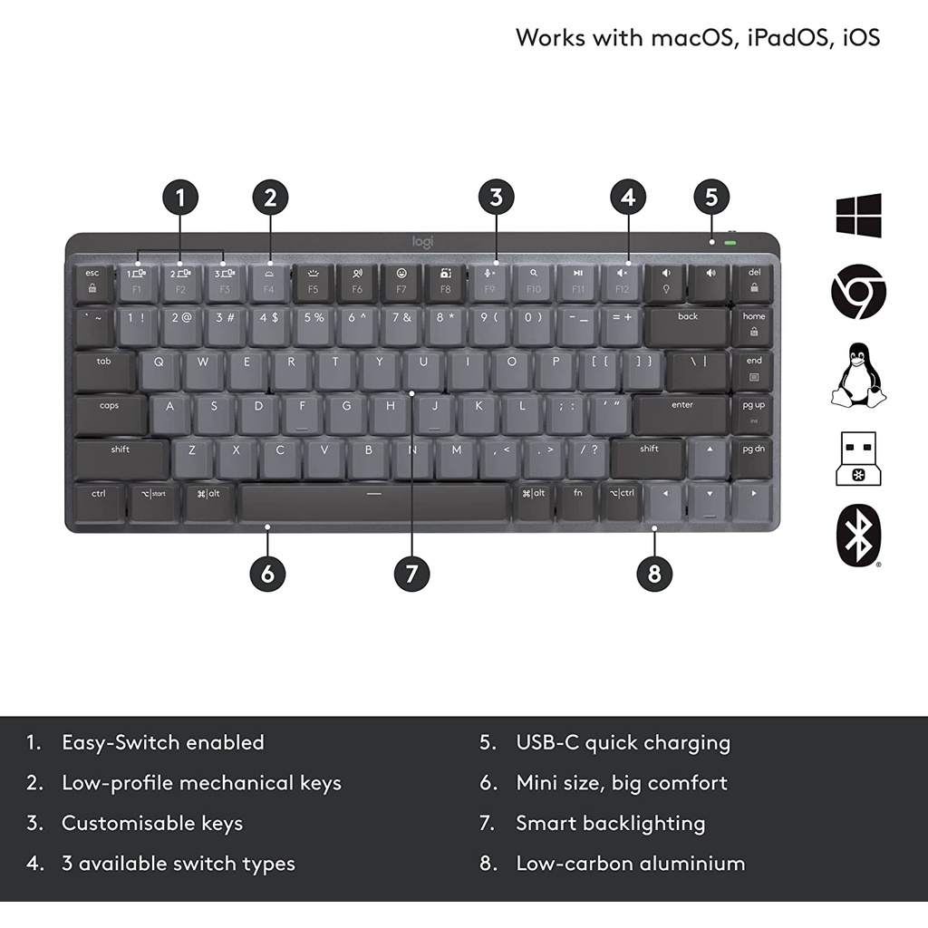 Logitech MX Mechanical Mini Wireless Bluetooth Keyboard