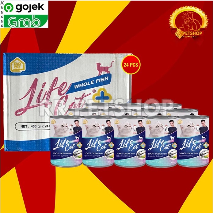 GOSEND Makanan Kucing Life cat Plus Wet Food Kaleng Dus 24Pcs 400gr