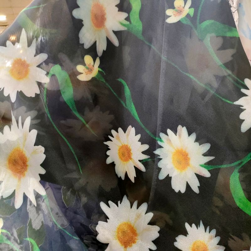 kain meteran organza motif- bahan kain pesta - kain organza motif nv