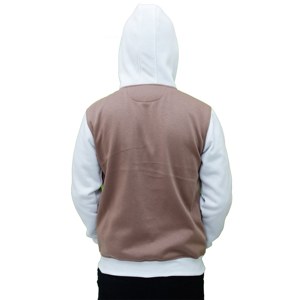 Jaket Sweater Hoodie Zipper Jec Apparel Premium Mocca Putih