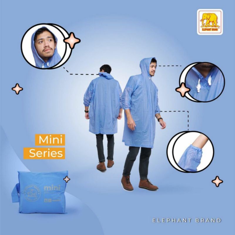 Jas Hujan Elephant Brand Mini Midi Poncho Ponco Gajah Lengan Jaket Baju Celana Setelan Ceria 935 Raincoat Transparan Traveling Original Murah Ekonomis Terlaris (Bukan Plastik)