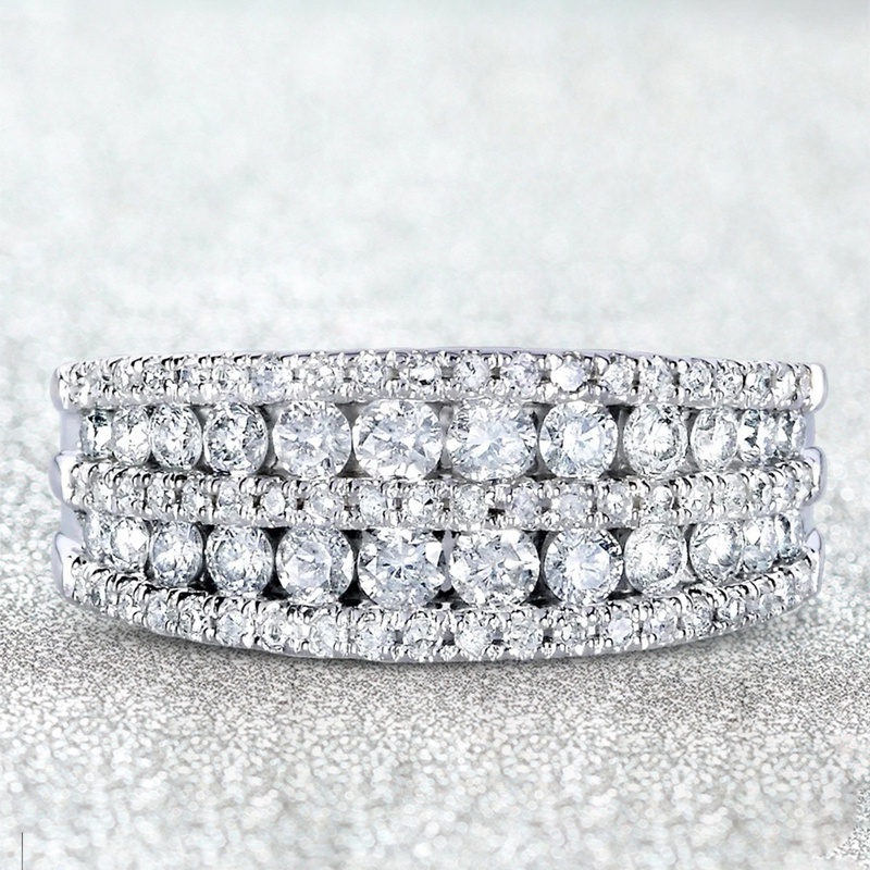 Fancyqube Cincin Berlian Zircon Bentuk Lingkaran Penuh Gaya Eropa Dan Amerika Untuk Pertunangan