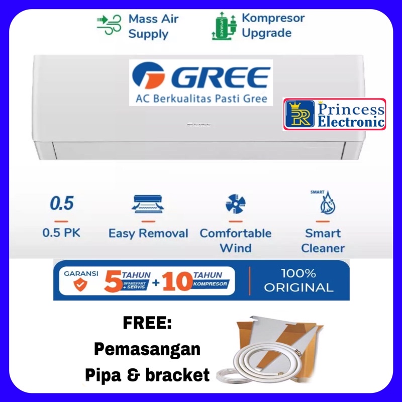 AC GREE 1/2 Pk GWC 05MOO5 plus pasang dan pipa