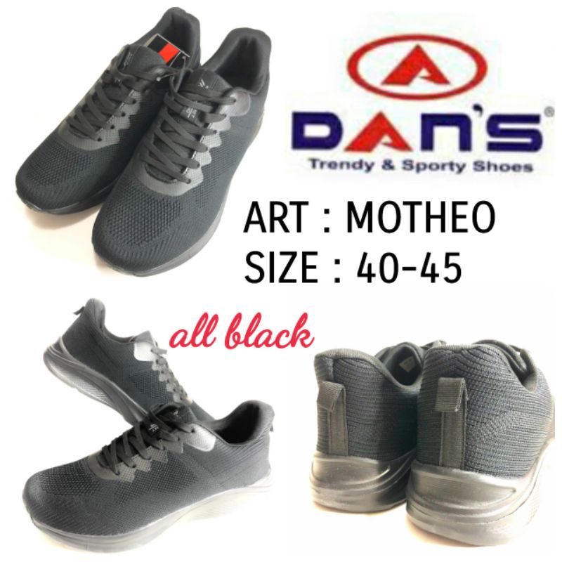 SEPATU Kets SEKOLAH ALL BLACK BY DANS MOTHEO SIZE 40-45.