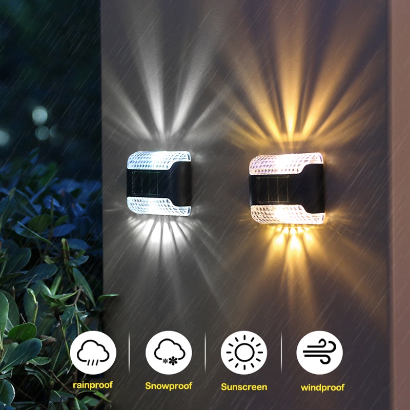 1pc Lampu Dinding 2 Led Tenaga Surya Anti Air IP65 Untuk Dekorasi Taman / Outdoor
