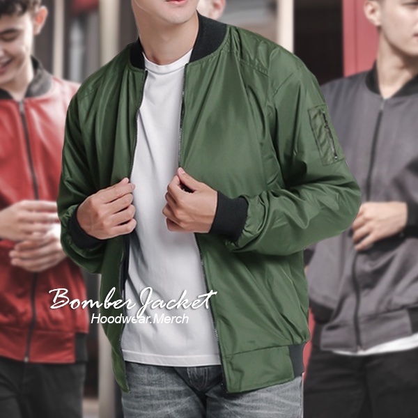 Jaket Bomber Parasut Jacket Windbreaker Motor Outdoor Casual Pria Wanita