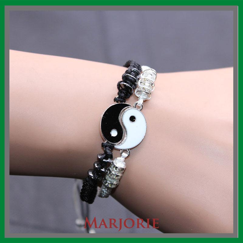 2pcs Gelang Magnet Couple Pasangan Bintang Heksagonal Yin Yang Tai Chi Dapat Disesuaikan Secara Manual /Couple Magnetic Attract Braided Gelang Aksesori-MJD